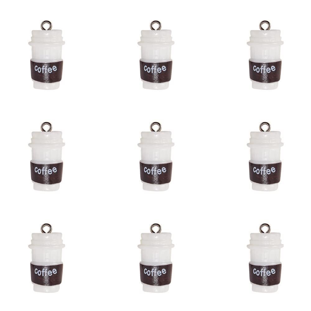 9787 20Pcs Coffee Cup Resin Charm Pendants Beverage Cup Ornaments with Iron